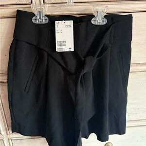 H&M Elegant Black Tie-Front Shorts